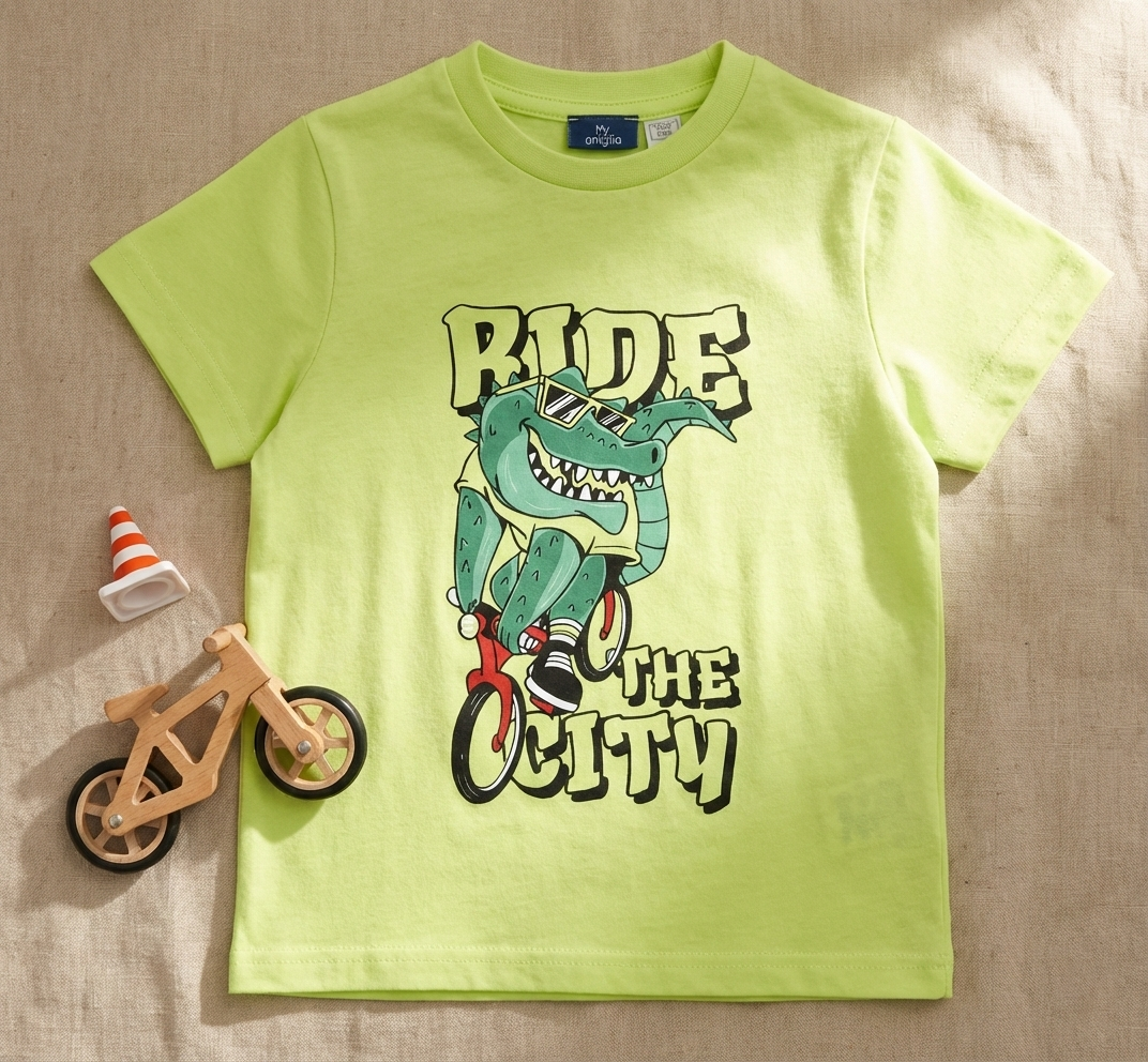 Boys' "Ride The City" Crocodile Graphic T-Shirt | Lime Green