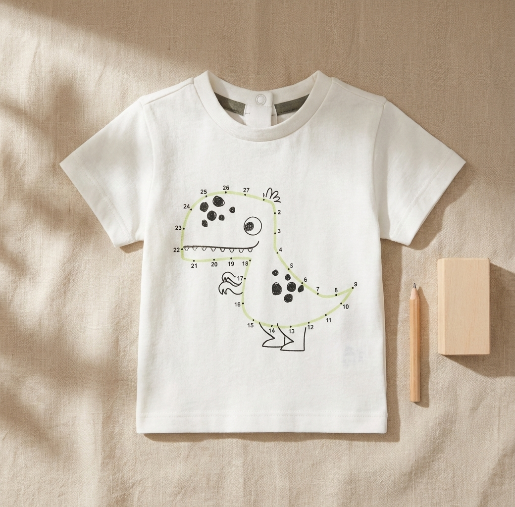 Connect-the-Dots Dinosaur Baby & Toddler T-Shirt | White