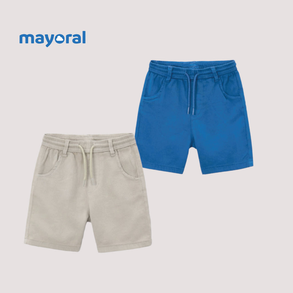 Mayoral Kids Cotton Chino Shorts (Pack of 2) – Blue & Grey