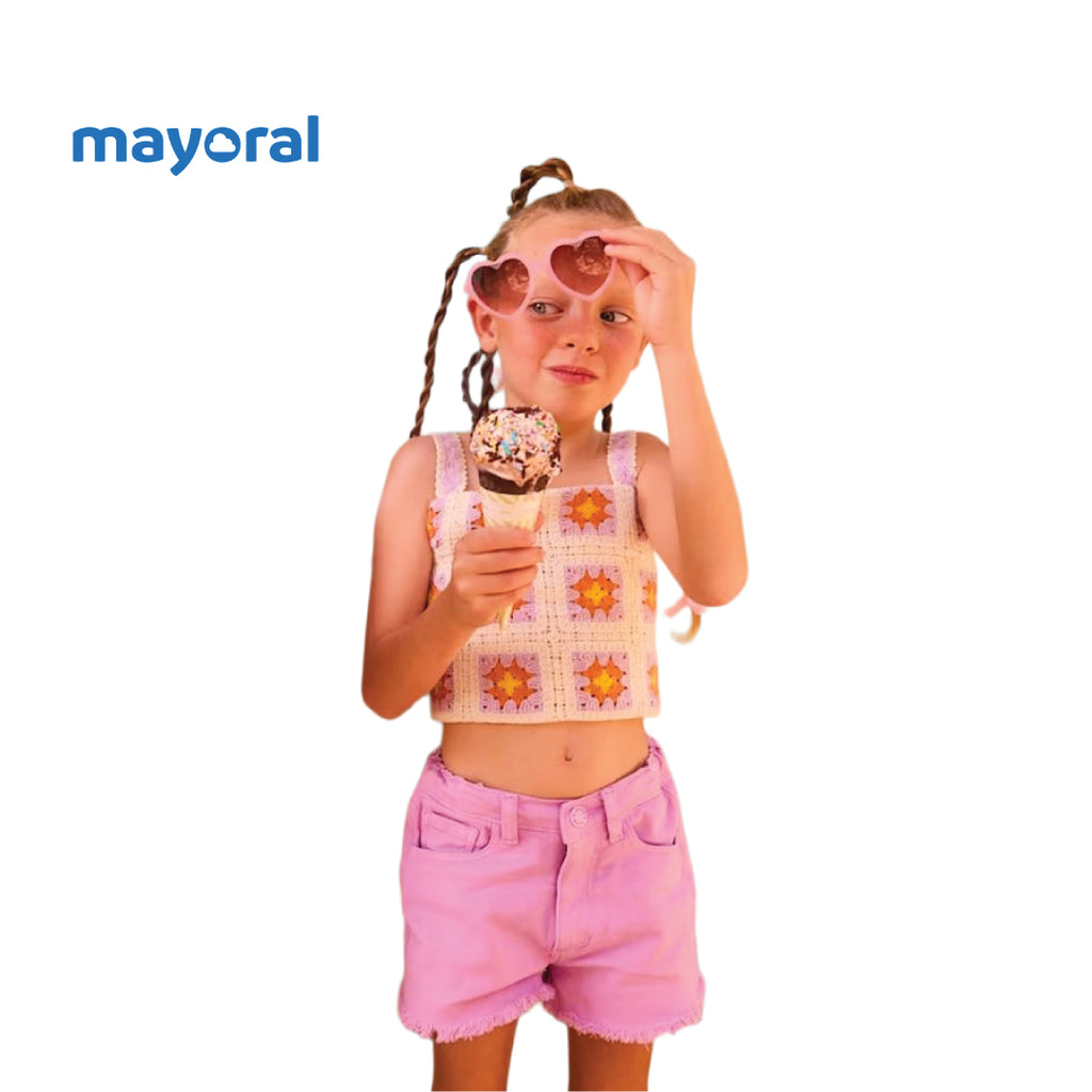 MAYORAL DENIM SHORTS BRIGHT LILAC