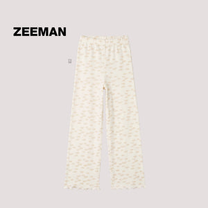 Zeeman Girls Cream Wide Leg Flapper Pants with Subtle Yellow Print