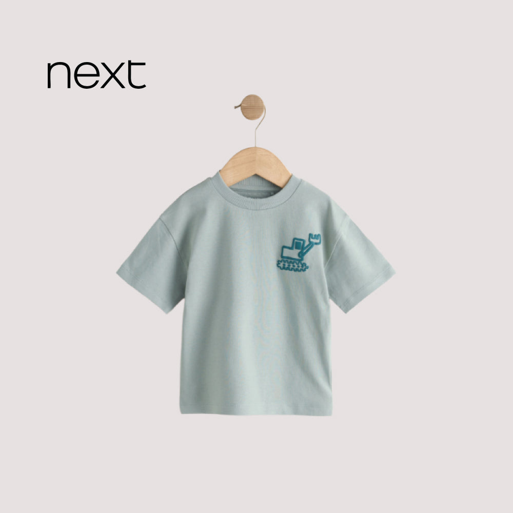 Original Next Toddler Boys Digger T-Shirt - Soft Blue