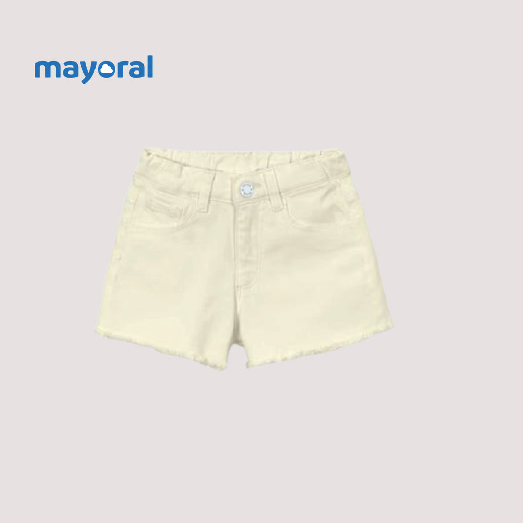 Mayoral Girls Denim Shorts (Pack of 2) – White & Cream