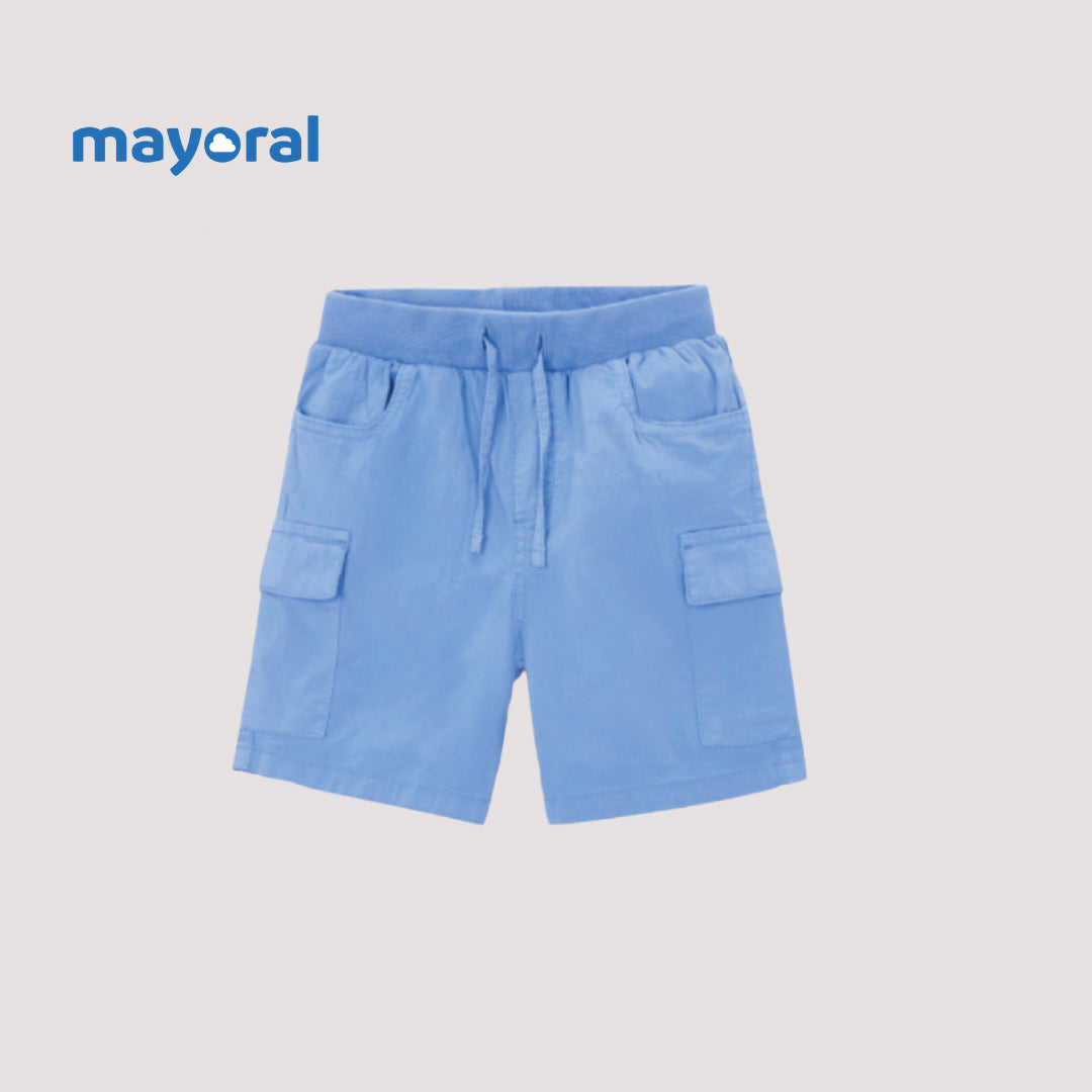 Mayoral Kids Cotton Cargo Shorts (Pack of 3) – Grey, Blue & Orange