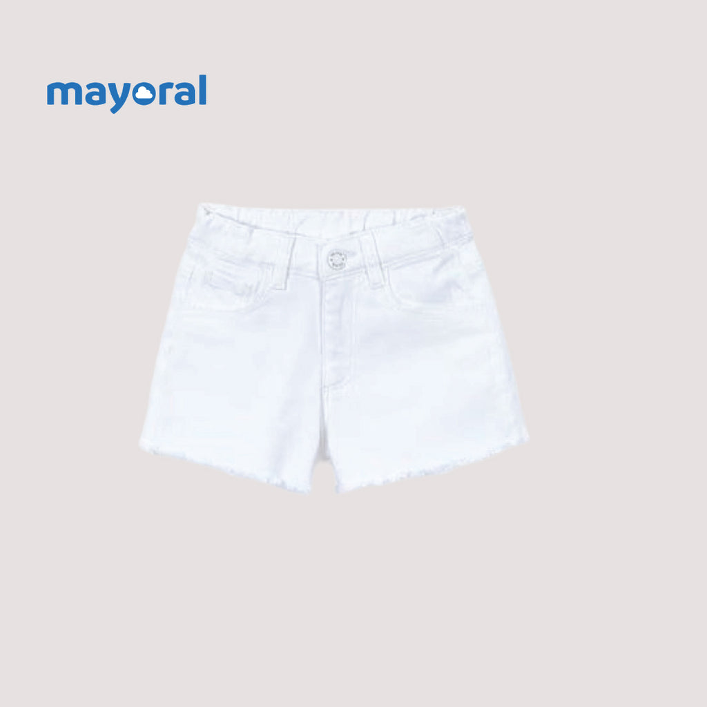 Mayoral Girls Denim Shorts (Pack of 2) – White & Cream