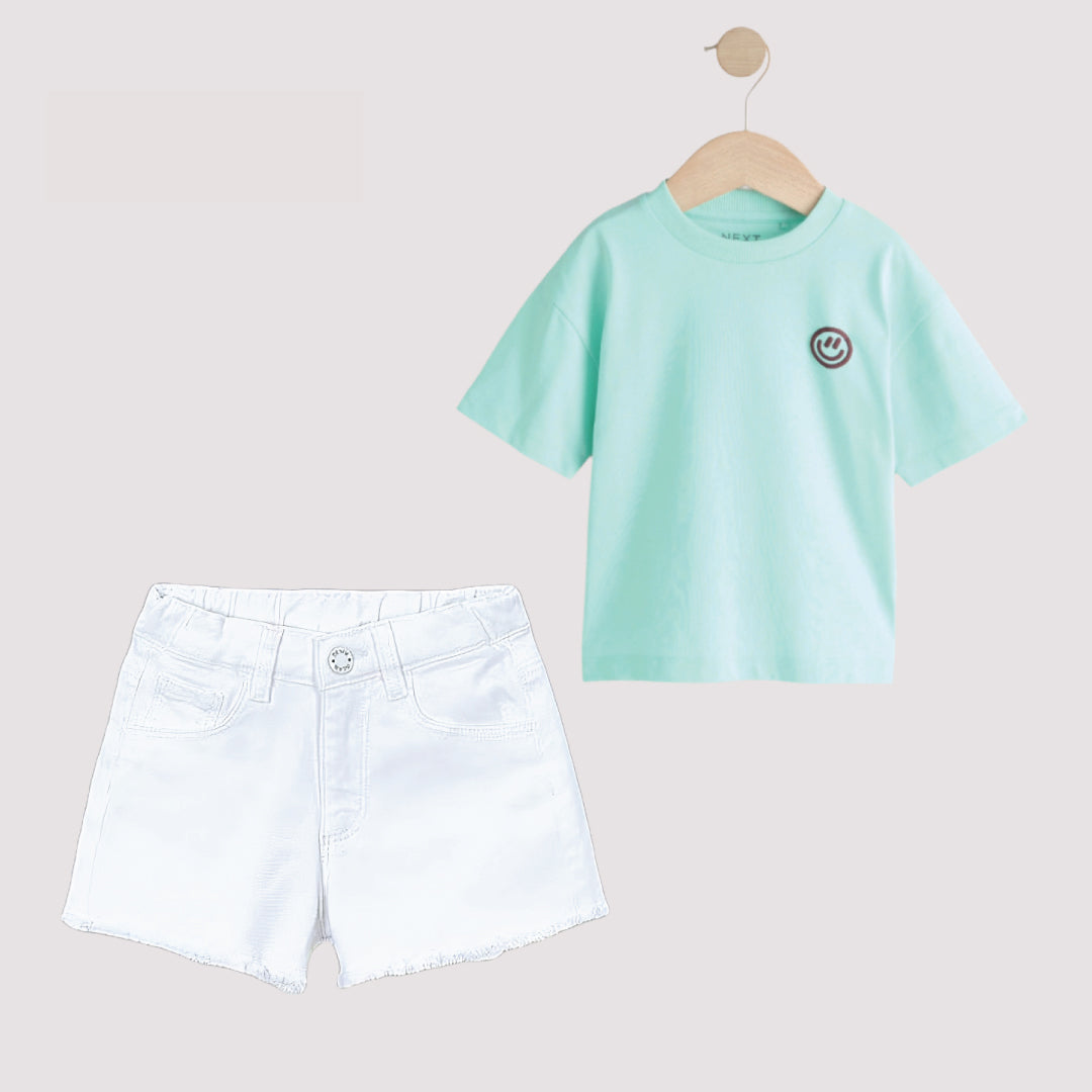 Next Kids Smiley Face T-Shirt & Denim Shorts Set (2-Piece)