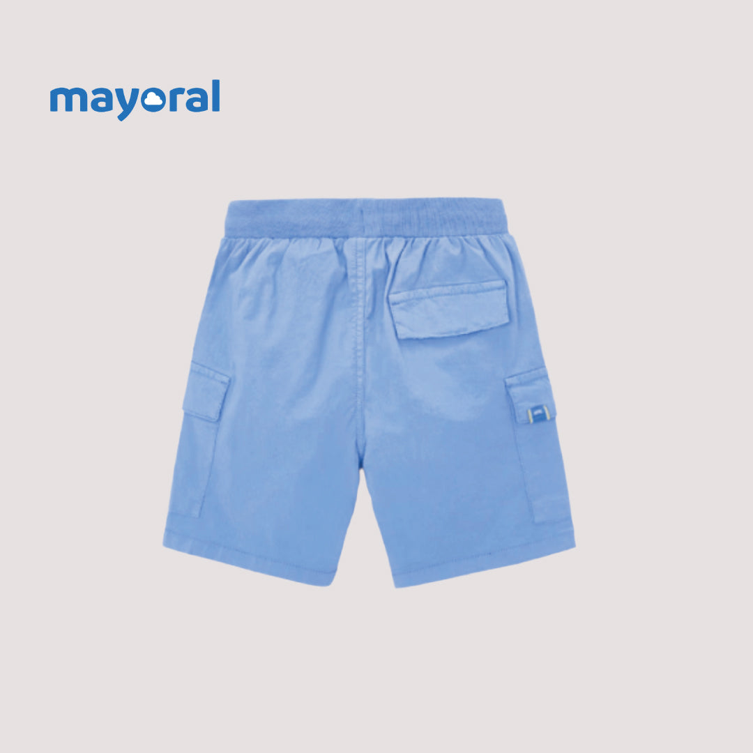 Mayoral Kids Cotton Cargo Shorts (Pack of 3) – Grey, Blue & Orange