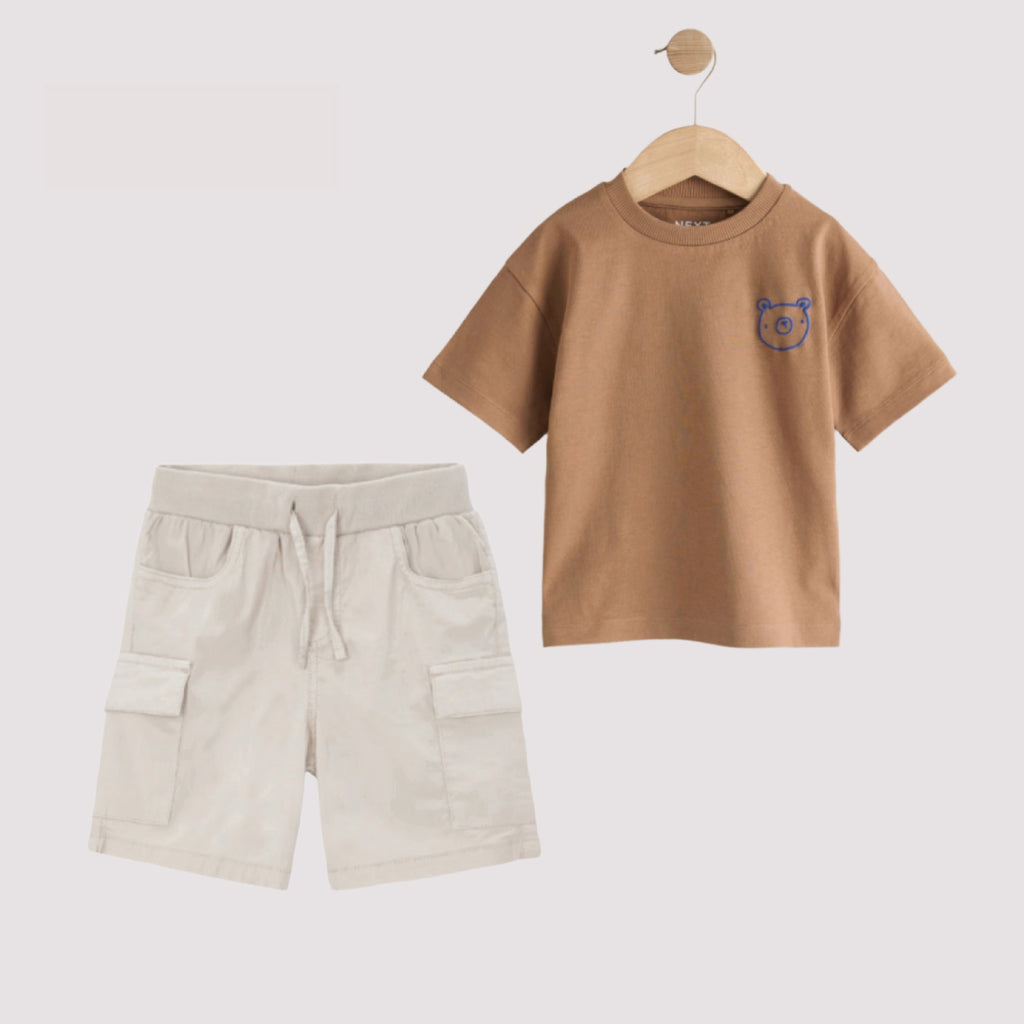 Mayoral Kids Bear Graphic T-Shirt & Cargo Shorts Set (2-Piece)