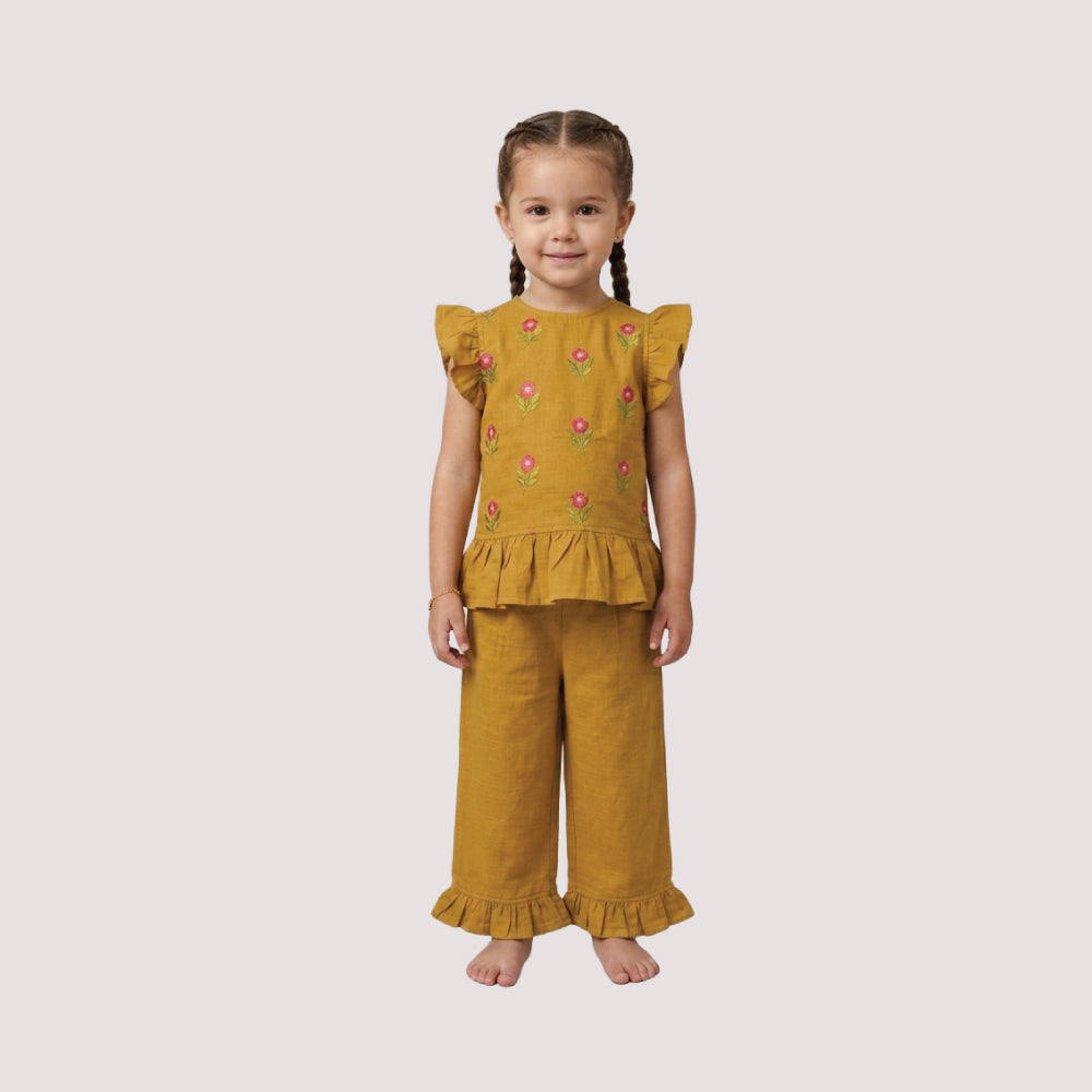 Mustard Floral Ruffle Co-Ord