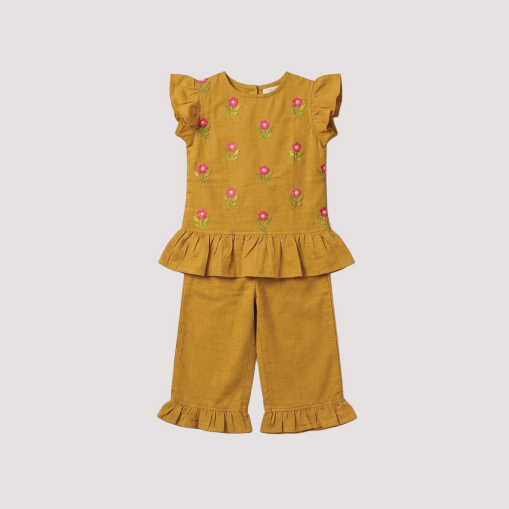 Mustard Floral Ruffle Co-Ord